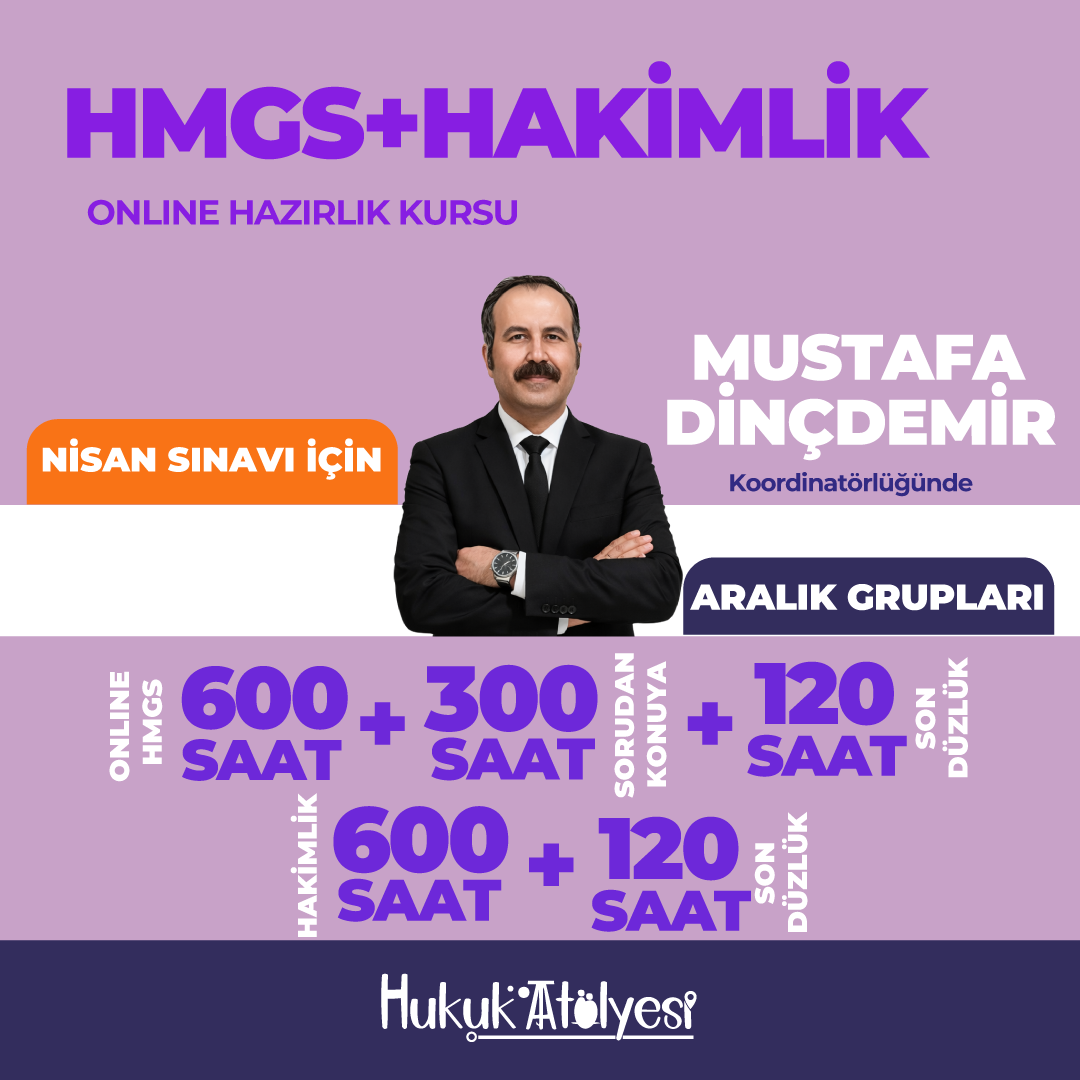 2027 Nisan HMGS Online Hazırlık Kursu Sorudan Konuya Eğitim Aralık Grubu ve 2027 Hakimlik Eğitimi (Kaynaklı)